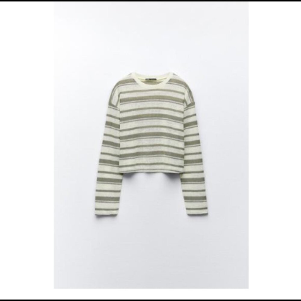 ZARA Striped Rustic Sweater - Size Small - MINK